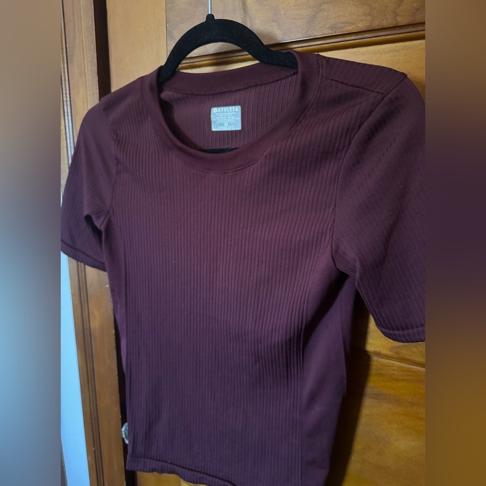 Athleta Burgundy Ribbed Knit Top Size XS - Picture 4 of 5